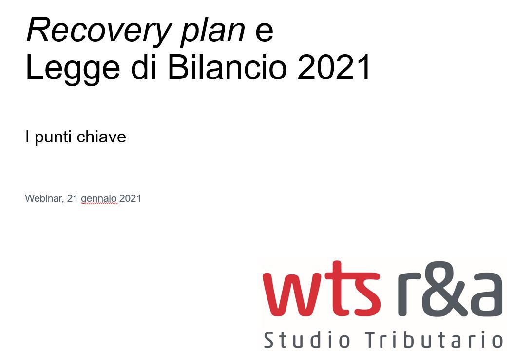 Webinar Recovery Plan e Legge di Bilancio 2021